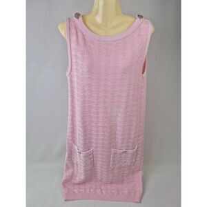 Chanel Women's Pink Knit Sleeveless CC Button's Dress Size 38 FR P47929K06119